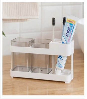 Picture of Toothbrush Holder Automatic Toothbrush Dispenser Holder Toothbrush Storage Two Box Part Bathroom Accessories -White
