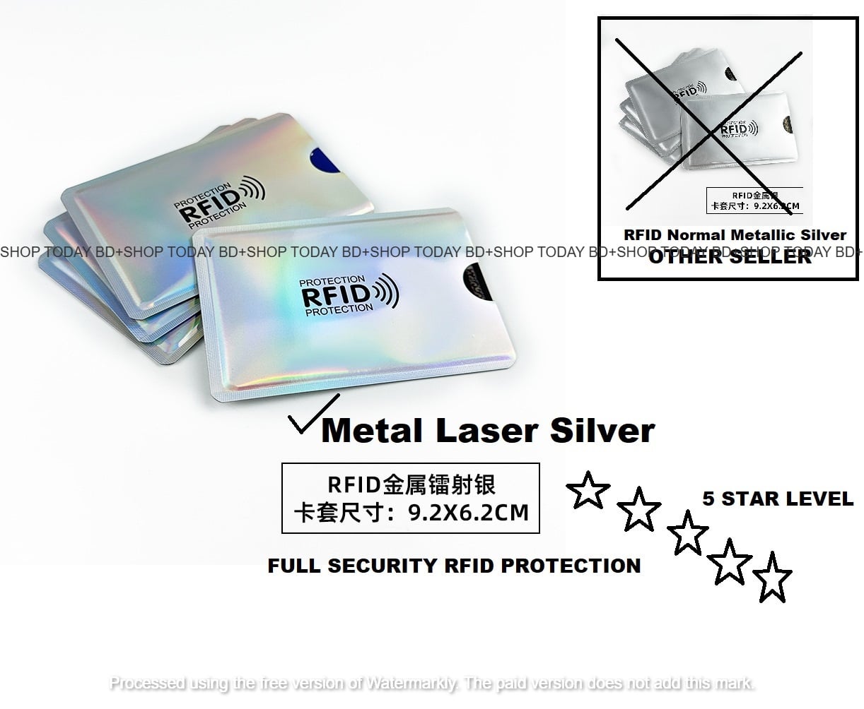 Picture of Anti RFID Aluminium 3 Pieces  Card Holders Metal Leaser Silver , NFC Blocking Reader Lock ID Bank Card Holders, Case Protection Metal Credit Card Case -Silver