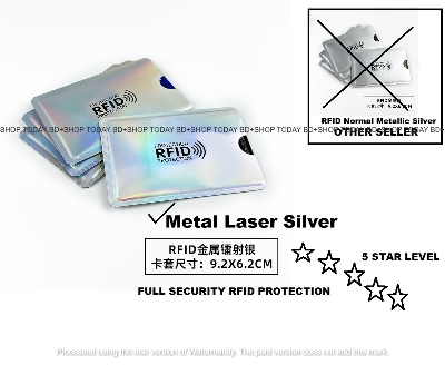 Picture of Anti RFID Aluminium 5 Pieces  Card Holders Metal  Silver , NFC Blocking Reader Lock ID Bank Card Holders, Case Protection Metal Credit Card Case -Silver