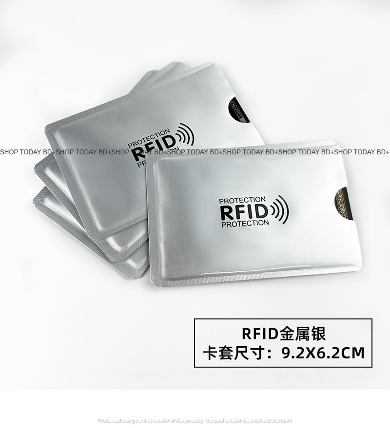 Picture of Anti RFID Aluminium 5 Pieces  Card Holders Metal  Silver , NFC Blocking Reader Lock ID Bank Card Holders, Case Protection Metal Credit Card Case -Silver