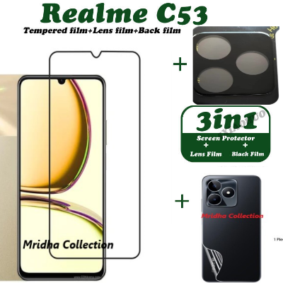 Picture of 3in1 Protector Combo Pack for Realme C53 (RMX3760) (Clear Screen Protector Glass+Back Hydrogel Protector Poly+9h Camera Lens Protector)