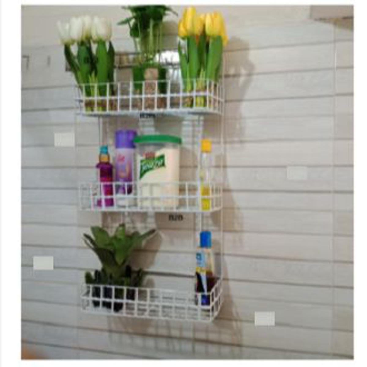 Picture of Buy 1 Get 1 Free Square 3 Layer Hanging Wall Storage Organizer Self / Rack -White