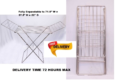 Picture of Home Intelligence Folding 3 Tyre Dry Rack Dryer - Cloth Rack - Upscaled Quality S.K.B DCH -M202M Full SS Stainless Steel -Silver
