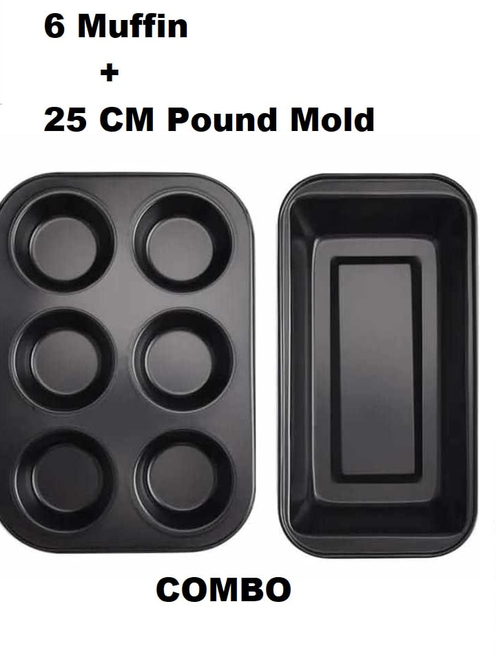 Picture of Combo 6 Muffin non stick And 25 Cm pound mold non stick -Black