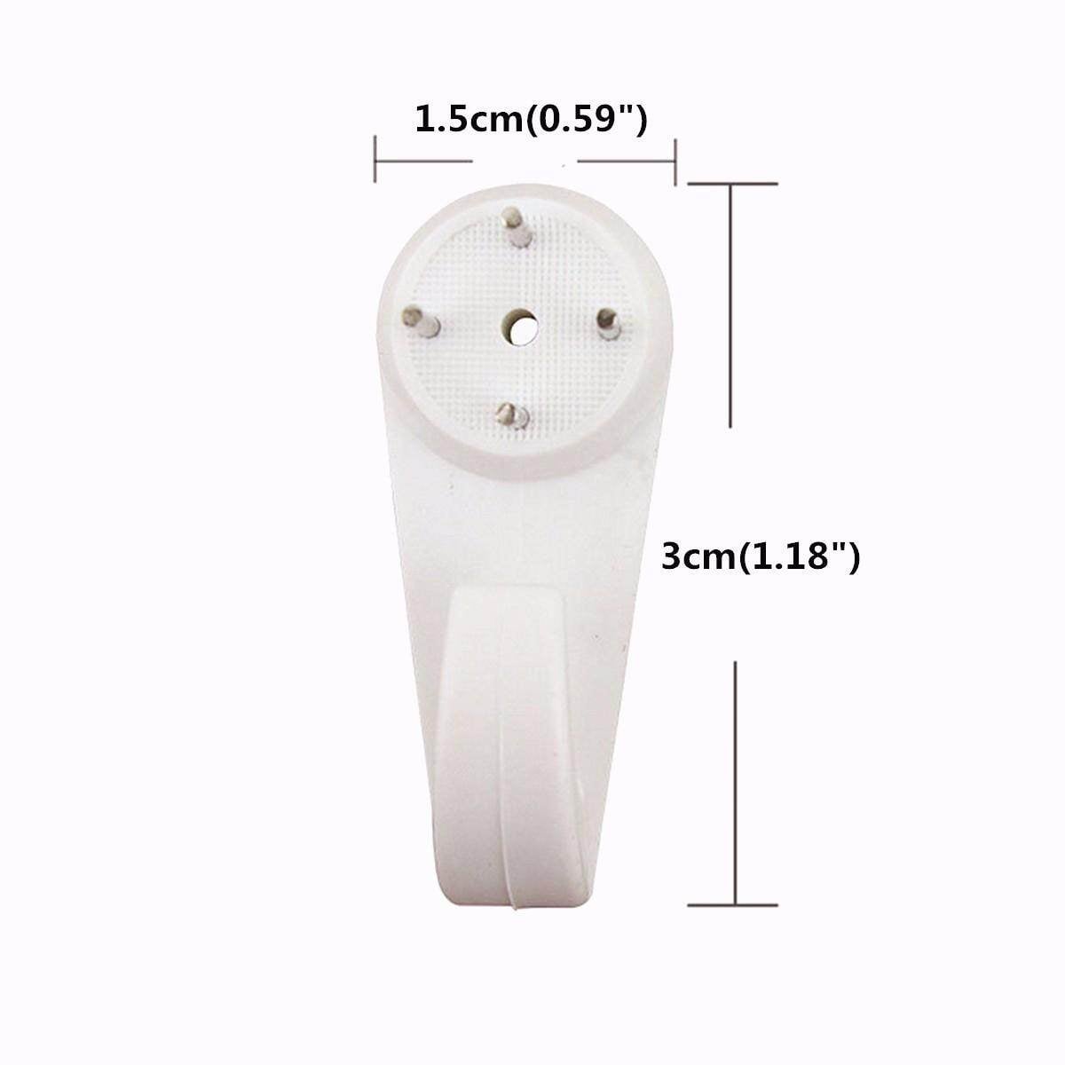 Picture of 10 pcs 5 Big + 5 Small White Plastic Invisible Wall Mount Photo Picture Frame Nail Hook Hanger 30mm -White