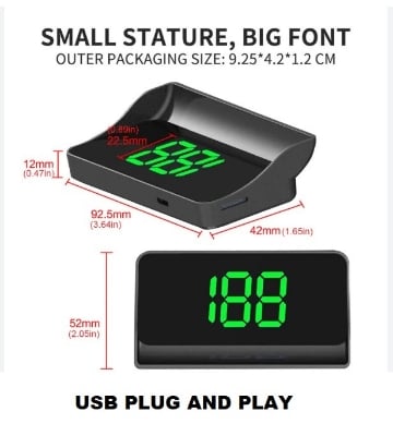 Picture of Digital G-P-S Speedometer HUD Projector: Large Font LED Display, Car Windshield KMH Detector, Smart Head Up Display