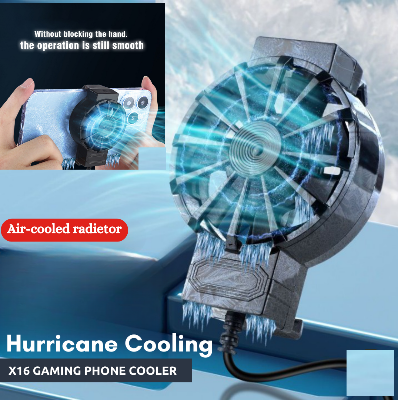 Picture of X16 Mobile Cooler Super For Gaming Universal  All  phone Size Ultra Cooling Fan for All Gaming and video watching -Black