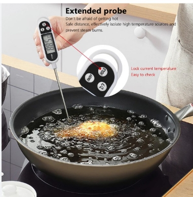 Picture of Food Thermometer Digital  Kitchen BBQ Meat Water Oil Cooking Electronic Probe Food Oven Digital Thermometer -Multicolor