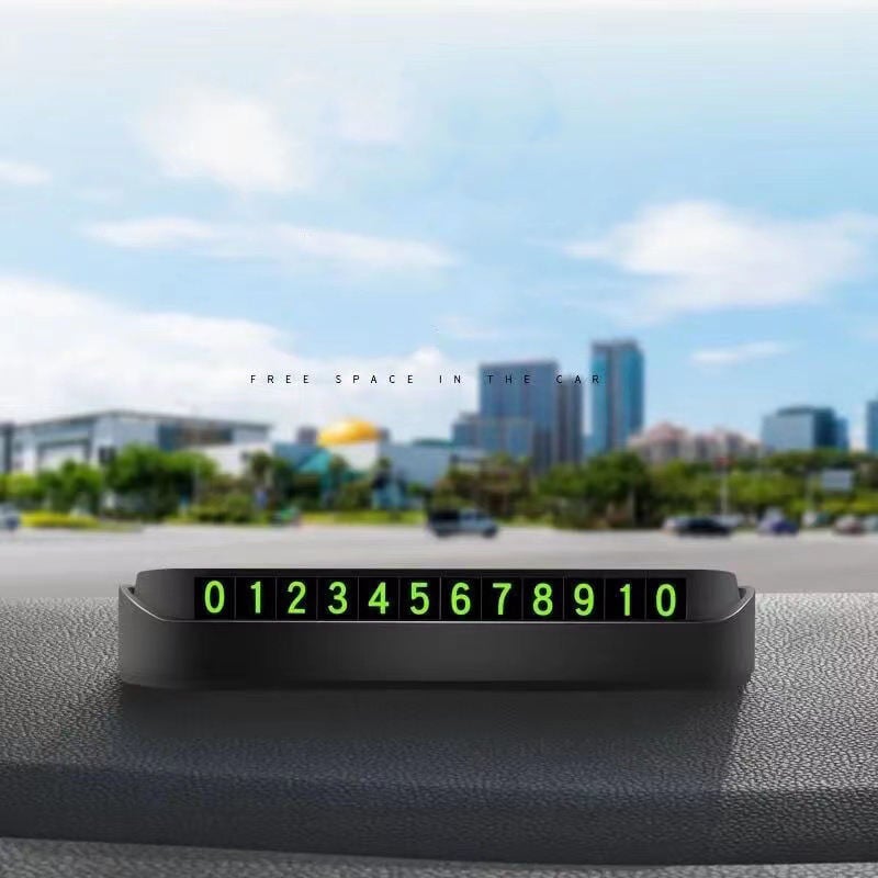 Picture of Luminous Car Temporary Parking Plates Auto Parking Stickers Decoration Creative Car Accessories Phone Number Hidden Stop Sign Card Plate Car Styling -Black