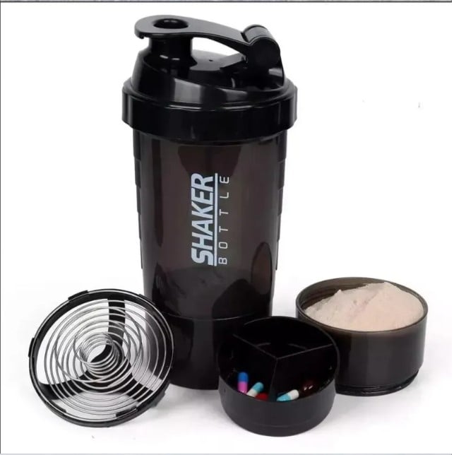 Picture of 3 Layers Shaker Prtn Bottle Pwdr Shake Cup Large Capacity Water Bottle Mixing Cup Body Building Exercise Mixing Bottle -Multicolor