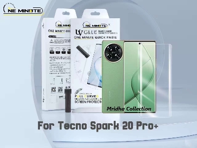 Picture of Tecno Spark 20 Pro+ / Tecno Spark 20 Pro Plus (A+ GRADE) Premium UV Tempered Glass Screen Protector Curved with Liquid Glue and UV Light -Transparent Clear