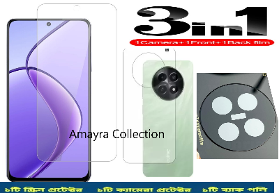 Picture of 3in1 Protector Combo Pack for Realme C65 5G (Clear Screen Protector Glass+Back Hydrogel Protector Poly+9h Camera Lens Protector)