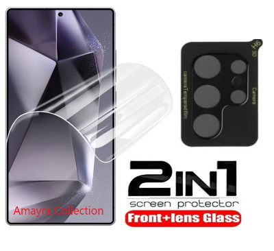 Picture of 2in1 Protector Combo Pack for Samsung Galaxy S25 Ultra 5G (Front Hydrogel Screen Protector Poly + 3D Camera Lens Protector Glass)