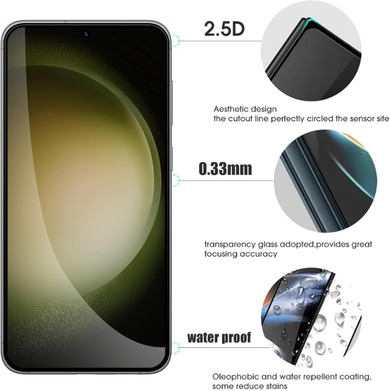 Picture of Samsung Galaxy S25+ 5G / Samsung Galaxy S25 Plus 5G Premium Full Coverage Glass Protector Tempered Glass Screen Protector 9H Hardness