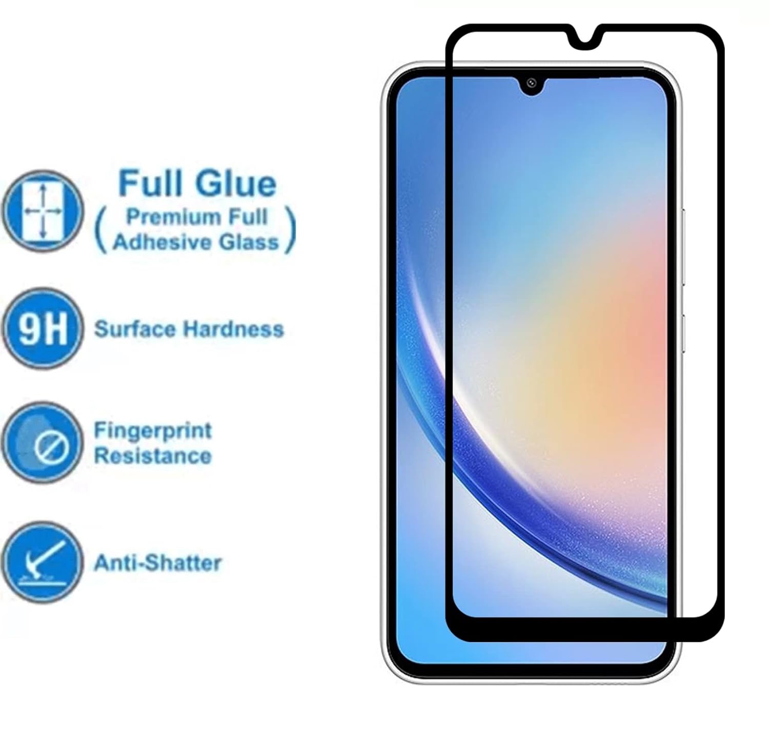 Picture of Samsung Galaxy A16 (5D 9D 11D 13D 21D) Screen Protector Tempered Glass Film 9H Hardness Full Coverage No Bubbles and Fingerprint Scratch-Resistant