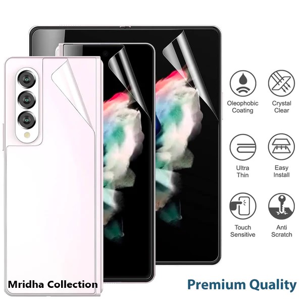 Picture of 5in1 Samsung Galaxy Z Fold 4 5G / Samsung Galaxy Z Fold4 5G Full Coverage Screen Protector Hydrogel Film (Outside Screen Film + Inside Screen Film + Back Side Film + Side Film + Camera Lens Protector)