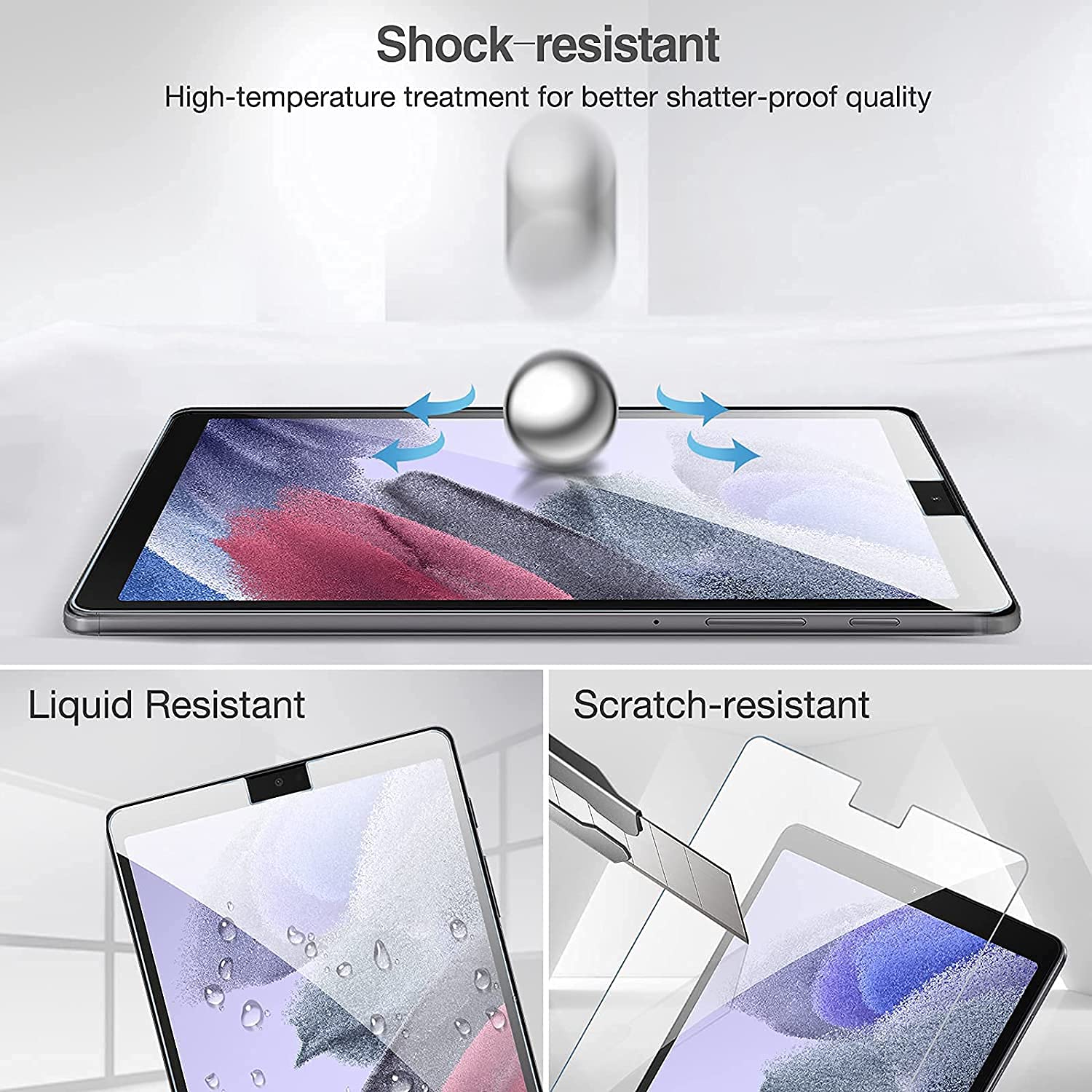 Picture of Samsung Galaxy Tab A7 Lite 8.7 inches SM-T225, SM-T220 Clear Transparent Tempered Glass Film Screen Protector
