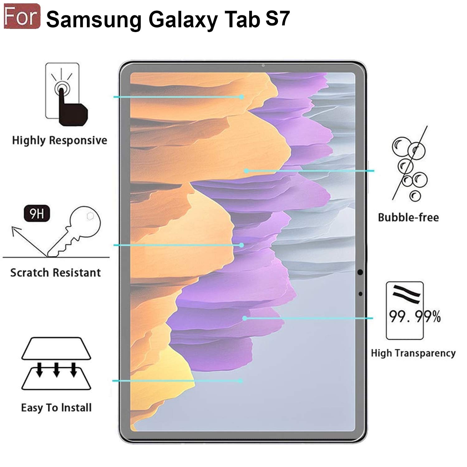 Picture of Samsung Galaxy Tab S7 11.0 inches SM-T870, SM-T875, SM-T876B Clear Transparent Tempered Glass Film Screen Protector