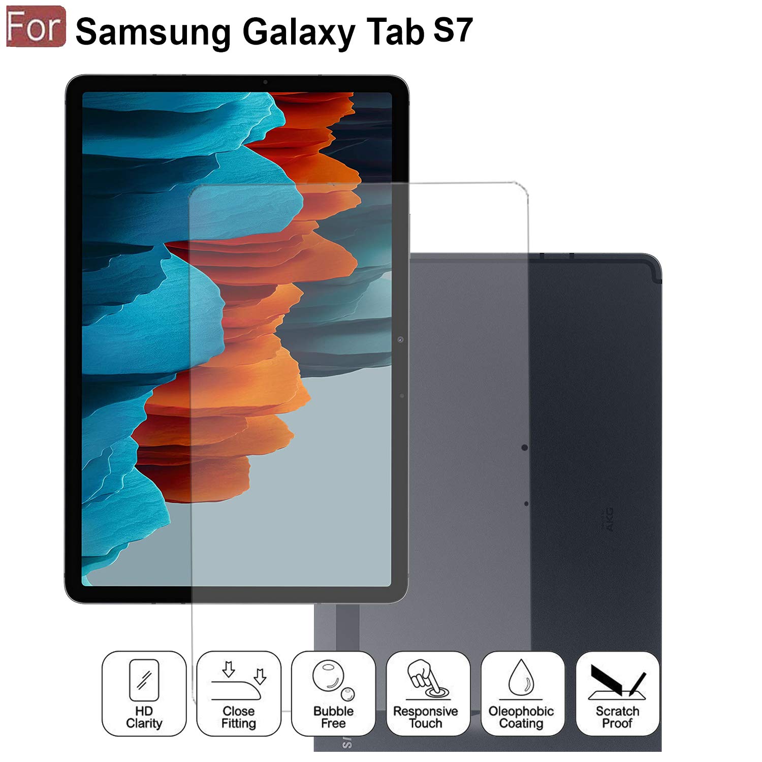 Picture of Samsung Galaxy Tab S7 11.0 inches SM-T870, SM-T875, SM-T876B Clear Transparent Tempered Glass Film Screen Protector