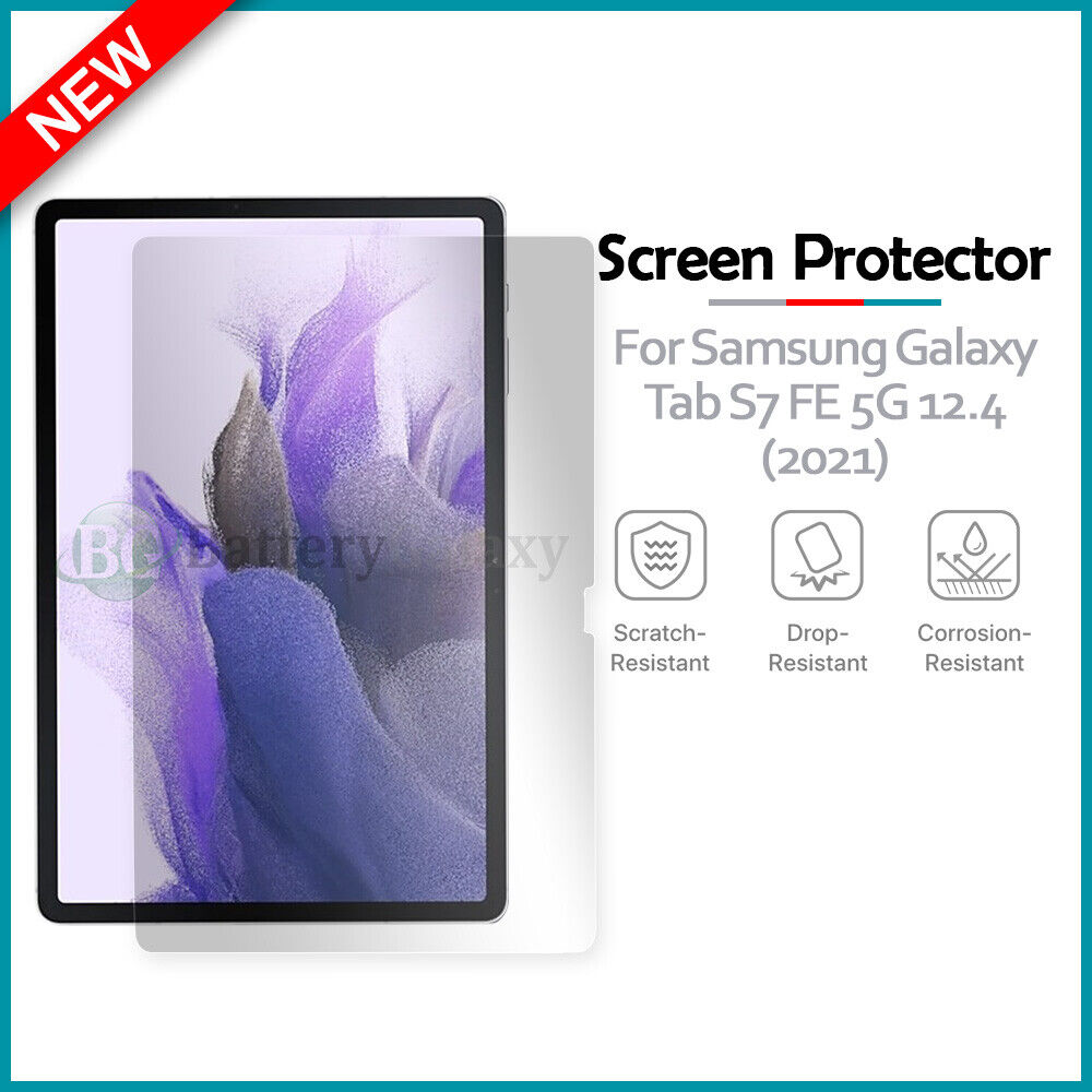 Picture of Samsung Galaxy Tab S7 FE 12.4 inches SM-T730, SM-T736B Clear Transparent Tempered Glass Film Screen Protector