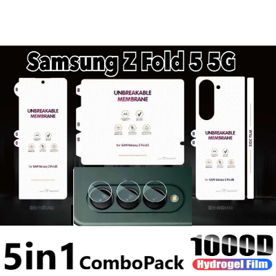 Picture of 5in1 Samsung Galaxy Z Fold 5 5G / Samsung Galaxy Z Fold5 5G Full Coverage Screen Protector Hydrogel Film (Outside Screen Film + Inside Screen Film + Back Side Film + Side Film + Camera Lens Protector)