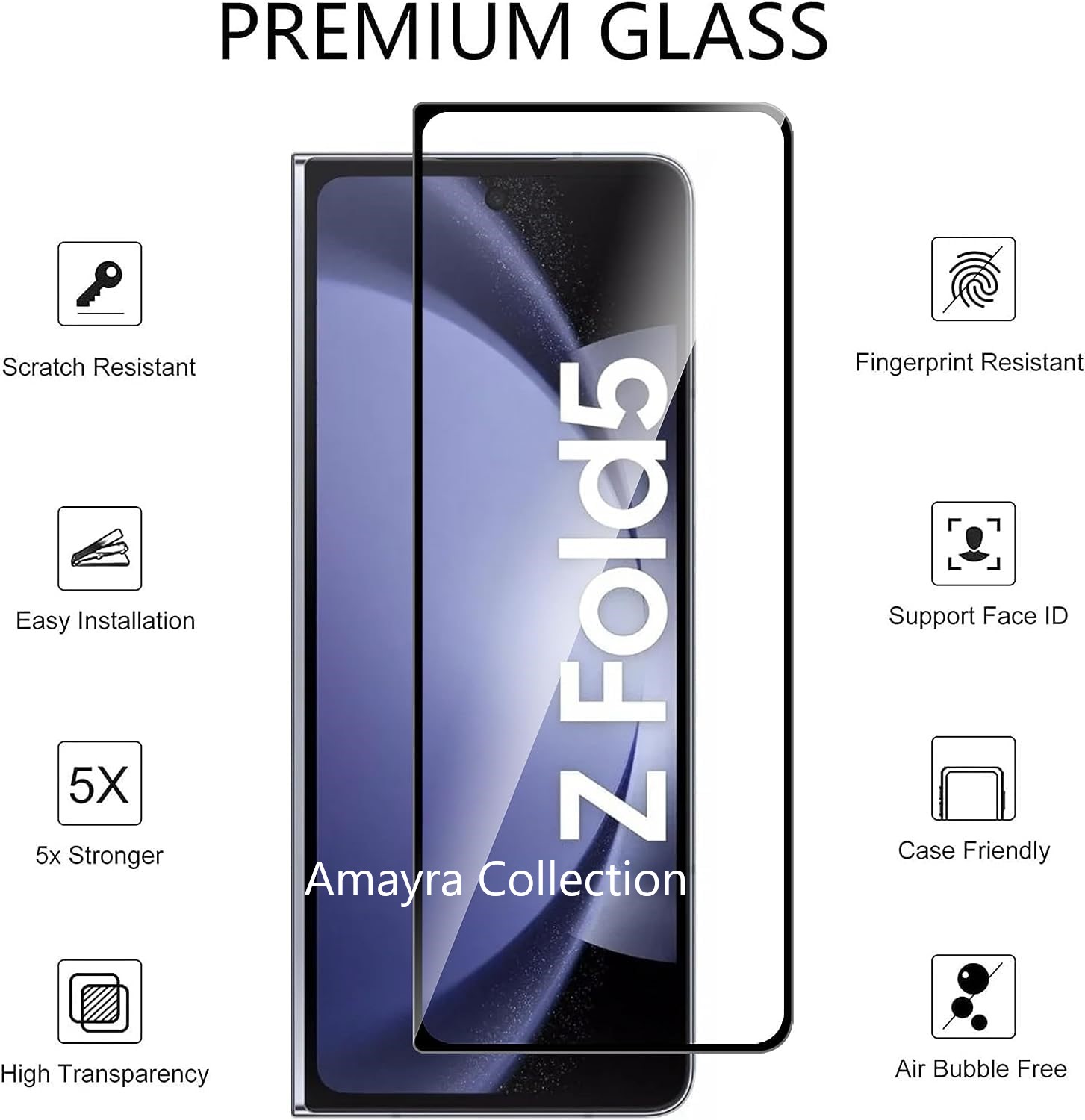Picture of Samsung Galaxy Z Fold 5 5G / Samsung Galaxy Z Fold5 5G Tempered Glass Front Screen Protector Premium Screen Guard Protector,9H Hardness