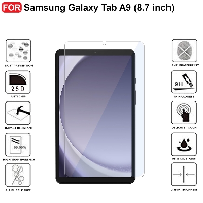 Picture of Samsung Galaxy Tab A9 8.7 inches SM-X110, SM-X115 Clear Transparent Tempered Glass Film Screen Protector
