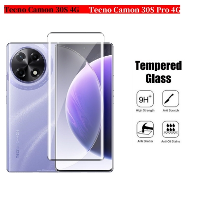Picture of Tecno Camon 30S Pro Full Glue 9D Curved Tempered Glass Screen Protector Edge to Edge Fit Protection Tempered Glass (Black)