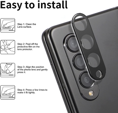 Picture of Samsung Galaxy Z Fold 4 5G / Samsung Galaxy Z Fold4 5G Back 9H Full Camera Lens Protector Rear 9H 3D Camera Lens Protector,Upgraded HD,Clear Scratch Resistant [With Photo Friendly Flash Cut]