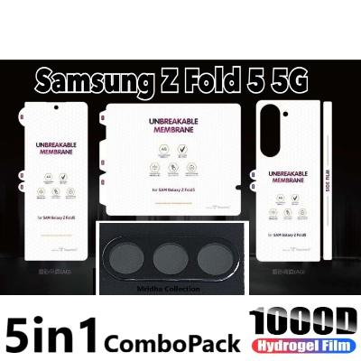 Picture of 5in1 Samsung Galaxy Z Fold 5 5G / Samsung Galaxy Z Fold5 5G Full Coverage Screen Protector Hydrogel Film (Outside Screen Film + Inside Screen Film + Back Side Film + Side Film + 9h Camera Lens Protector)