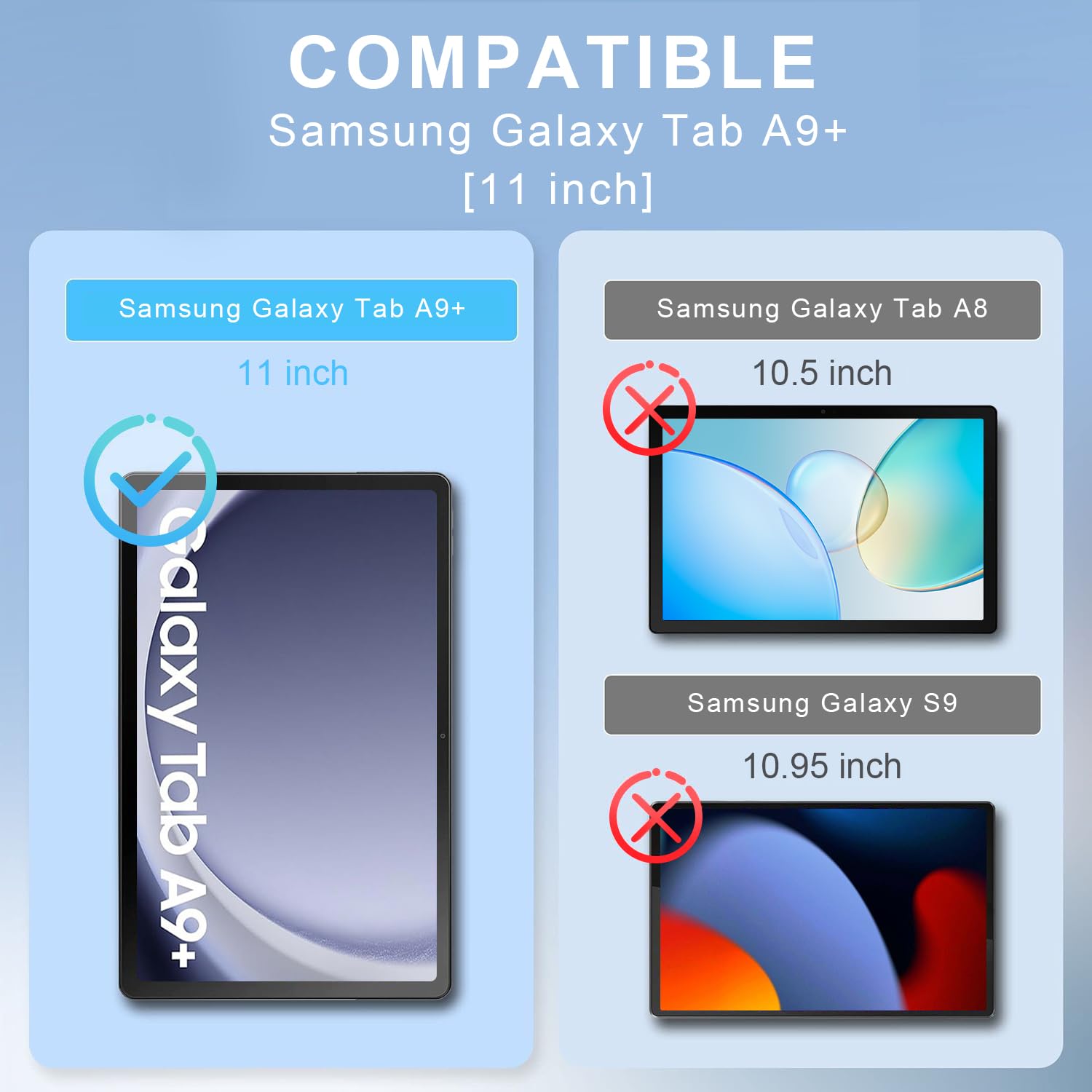 Picture of Samsung Galaxy Tab A9+ / Samsung Galaxy Tab A9 Plus 11.0 inches SM-X210, SM-X215, SM-X216B Clear Transparent Tempered Glass Film Screen Protector