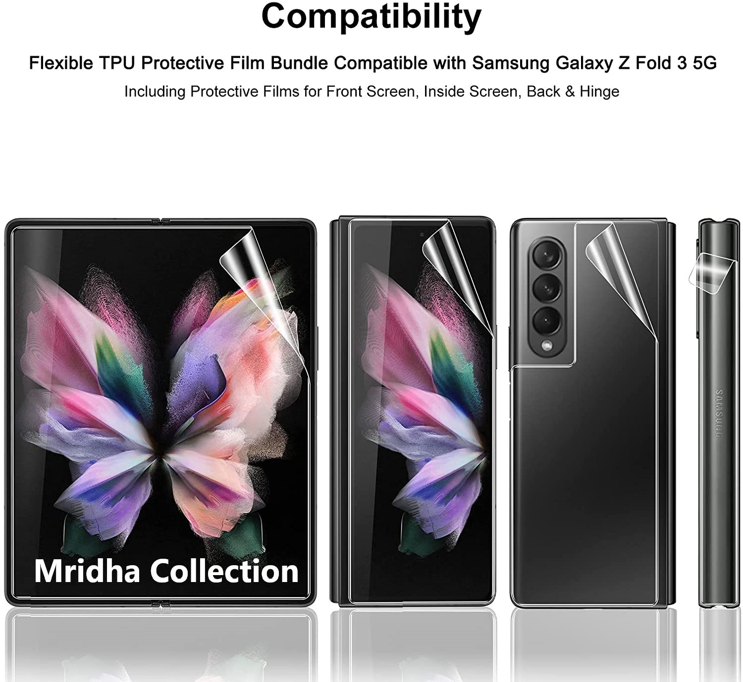 Picture of 5in1 Samsung Galaxy Z Fold 3 5G / Samsung Galaxy Z Fold3 5G Full Coverage Screen Protector Hydrogel Film (Outside Screen Film + Inside Screen Film + Back Side Film + Side Film + Camera Lens Protector)