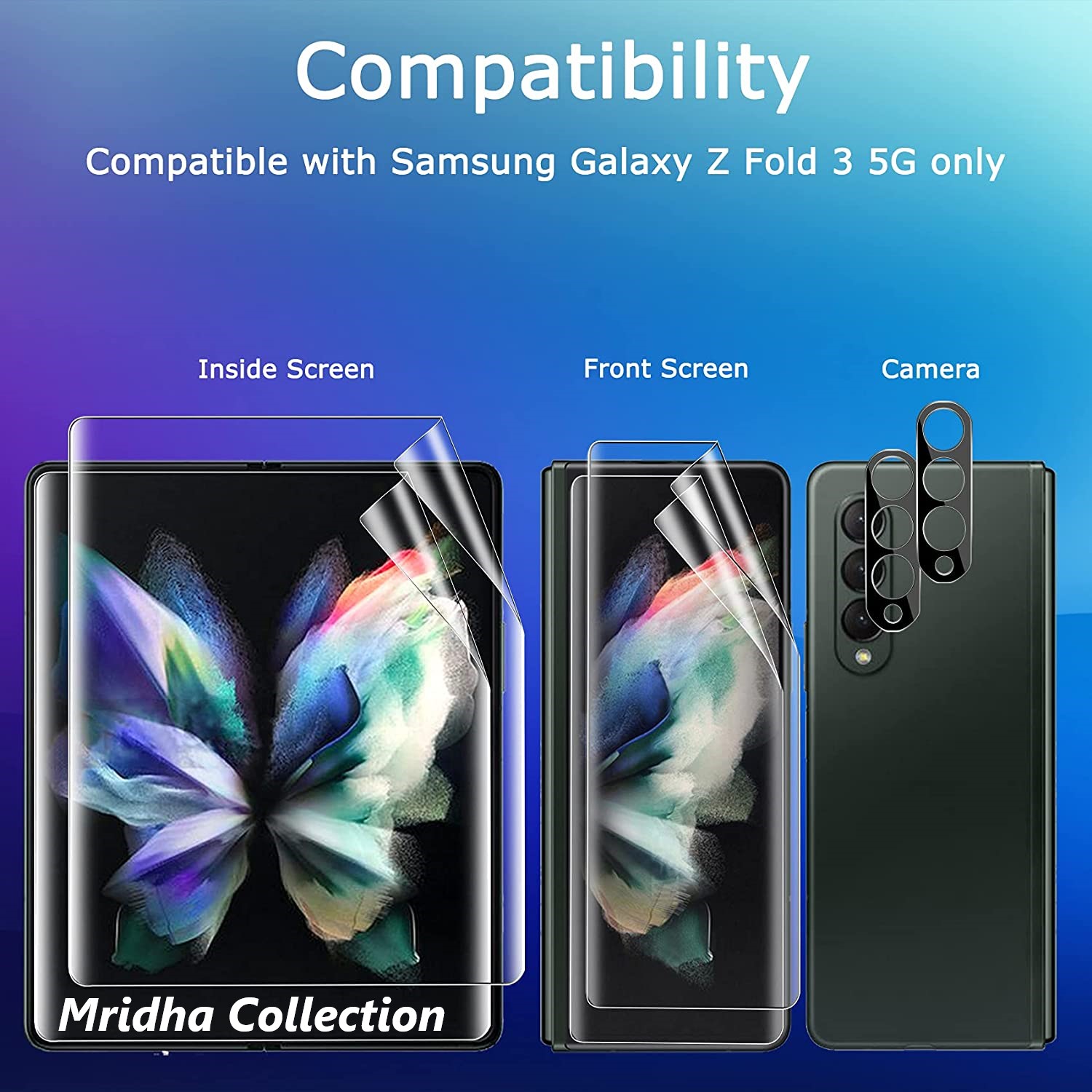 Picture of 4in1 Samsung Galaxy Z Fold 3 5G / Samsung Galaxy Z Fold3 5G Full Coverage Screen Protector Hydrogel Film (Outside Screen + Inside Screen + Back + Side Protector)