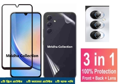 Picture of 3in1 Protector Combo Pack for Samsung Galaxy A15 (5d Full Screen Protector Glass+Back Hydrogel Protector Poly+Camera Lens Protector)