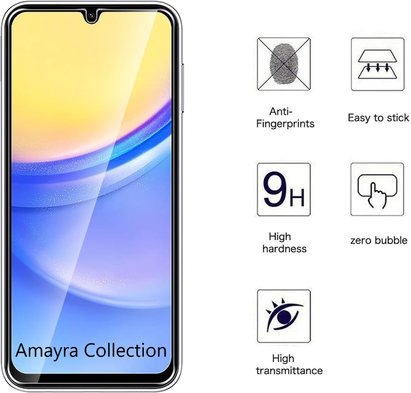 Picture of Samsung Galaxy A25 Screen Protector 3D Tempered Clear Screen protector Premium Product Gorilla Glass Transparent Clear Ultra Thin - Durable & Scratch Resistant - Easy to Install