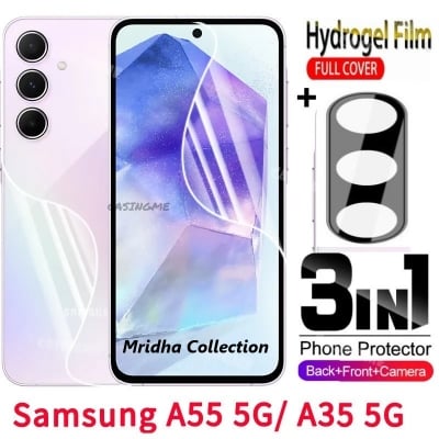 Picture of 3in1 Protector Combo Pack for Samsung Galaxy A35 (Front Hydrogel Screen Protector Poly+Back Hydrogel Poly Protector+9h Camera Lens Protector)