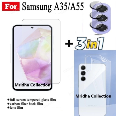 Picture of 3in1 Protector Combo Pack for Samsung Galaxy A35 (Clear Screen Protector Glass+Back Hydrogel Protector Poly+Camera Lens Protector)