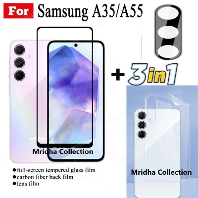 Picture of 3in1 Protector Combo Pack for Samsung Galaxy A35 (5d Full Screen Protector Glass+Back Hydrogel Protector Poly+9h Camera Lens Protector)