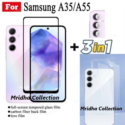 Picture of 3in1 Protector Combo Pack for Samsung Galaxy A35 (Premium Full Screen Protector Glass+Back Hydrogel Protector Poly+Camera Lens Protector)