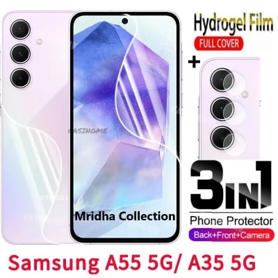 Picture of 3in1 Protector Combo Pack for Samsung Galaxy A55 (Front Hydrogel Screen Protector Poly+Back Hydrogel Poly Protector+Camera Lens Protector)