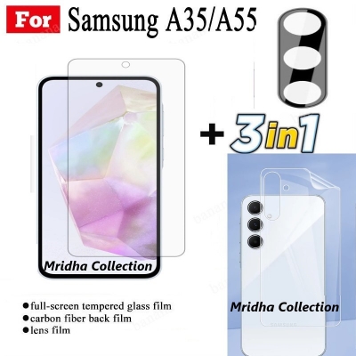 Picture of 3in1 Protector Combo Pack for Samsung Galaxy A55 (Clear Screen Protector Glass+Back Hydrogel Protector Poly+9h Camera Lens Protector)