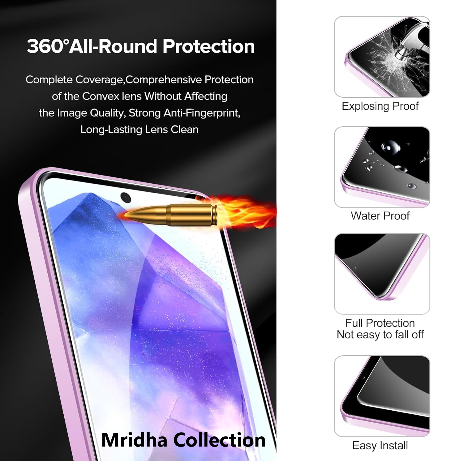 Picture of 3in1 Protector Combo Pack for Samsung Galaxy A55 (Premium Full Screen Protector Glass+Back Hydrogel Protector Poly+Camera Lens Protector)