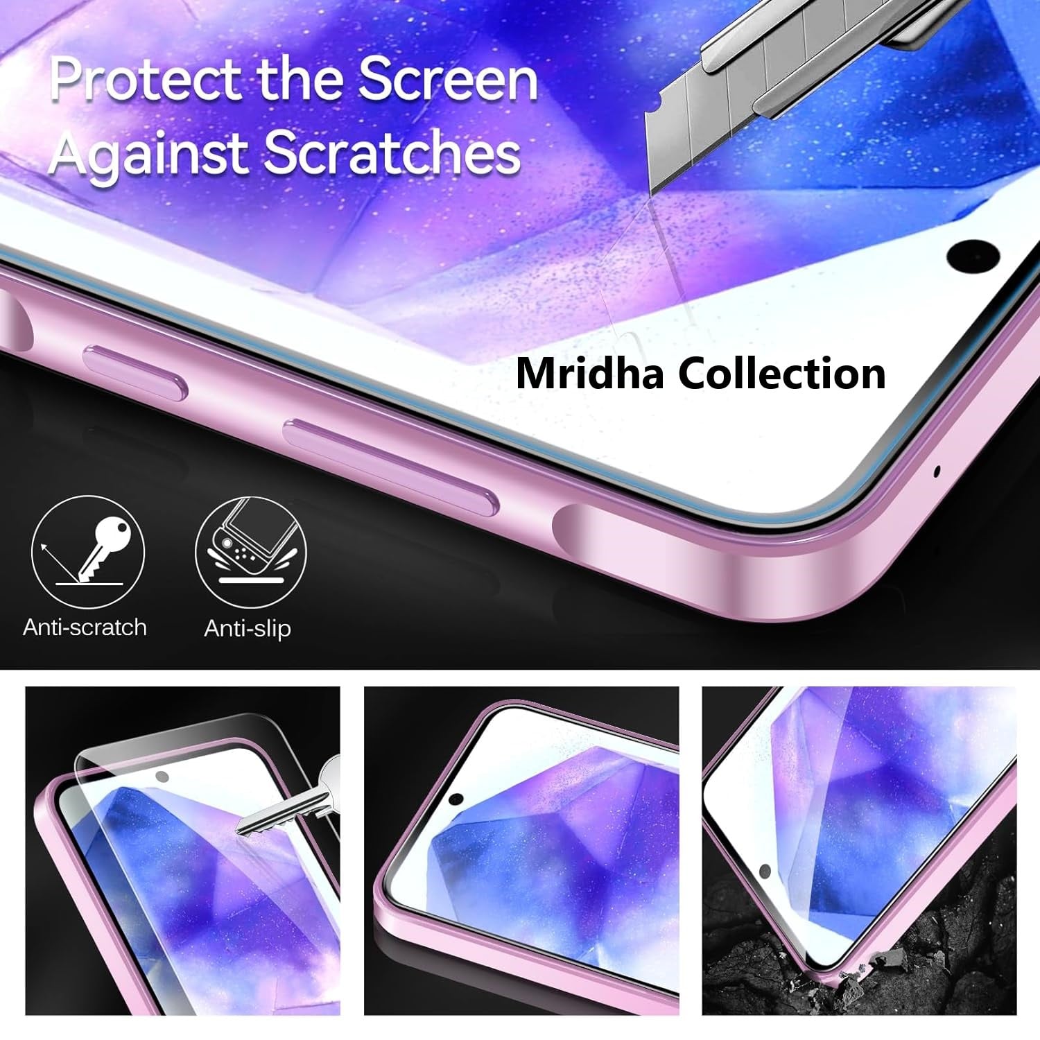 Picture of Samsung Galaxy A55 Premium Full Coverage Glass Protector Tempered Glass Screen Protector 9H Hardness Full Coverage