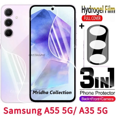 Picture of 3in1 Protector Combo Pack for Samsung Galaxy A55 (Front Hydrogel Screen Protector Poly+Back Hydrogel Poly Protector+9h Camera Lens Protector)