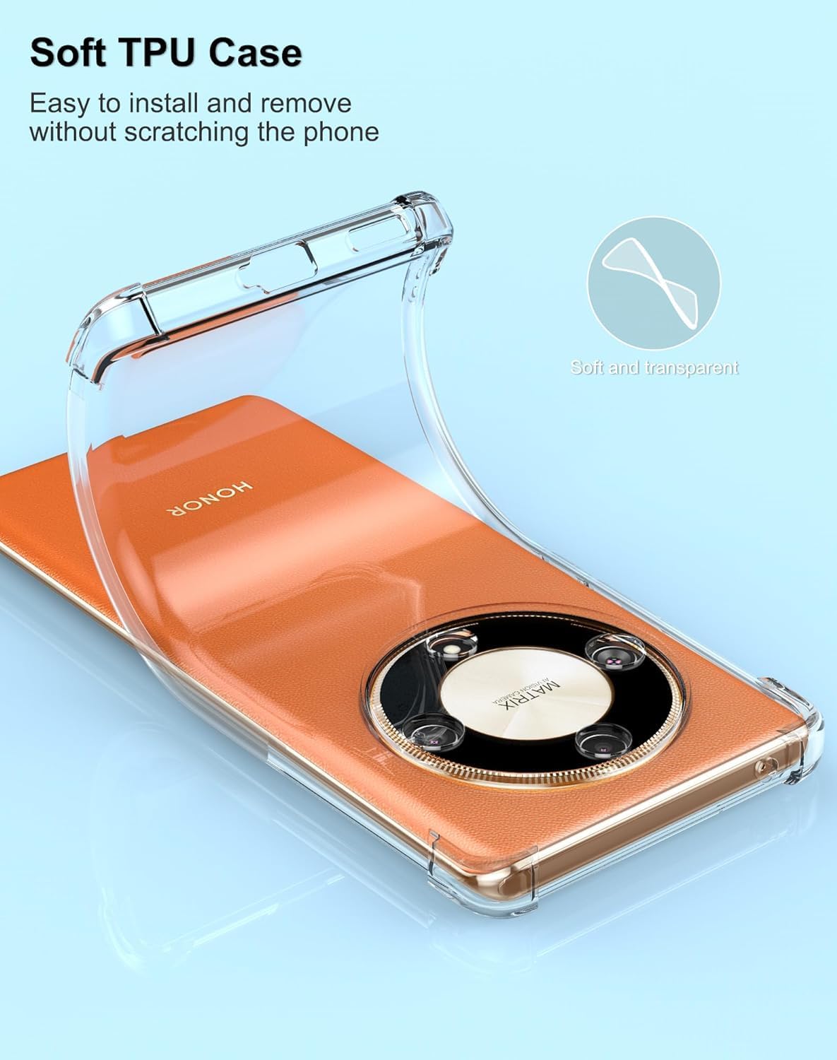 Picture of Honor X9B 5G Silicone Clear Case Soft Flexible TPU Rubber Bumper Shockproof Corners Transparent Clear Back Cover