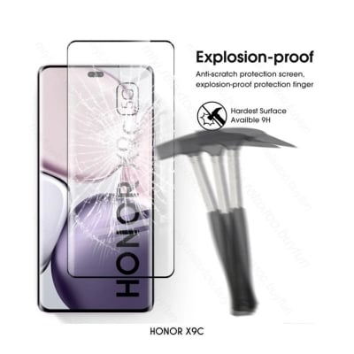 Picture of Honor X9C 5G  Full Glue 9D Curved Tempered Glass Screen Protector Edge to Edge Fit Protection Tempered Glass (Black)