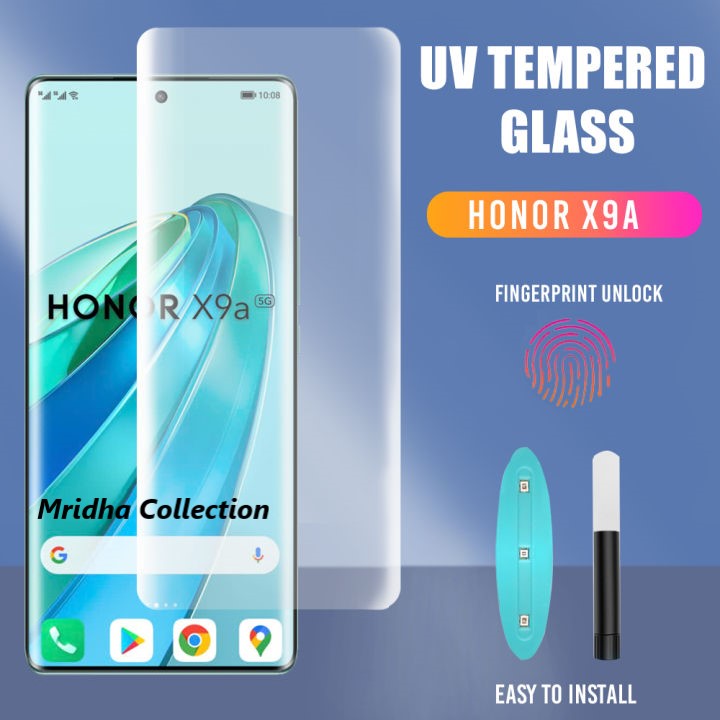 Picture of Honor X9A 5G (A+ GRADE) Premium UV Tempered Glass Screen Protector Curved with Liquid Glue and UV Light -Transparent Clear