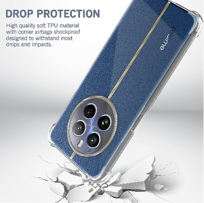 Picture of Realme 12 Pro 5G Silicone Clear Case Soft Flexible TPU Rubber Bumper Shockproof Corners Transparent Clear Back Cover
