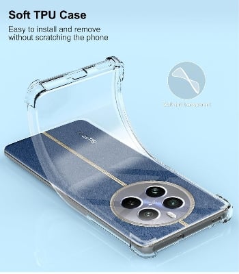 Picture of Realme 12 Pro+ 5G / Realme 12 Pro Plus 5G Silicone Clear Case Soft Flexible TPU Rubber Bumper Shockproof Corners Transparent Clear Back Cover