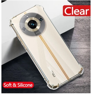 Picture of Realme 11 Pro 5G Silicone Clear Case Soft Flexible TPU Rubber Bumper Shockproof Corners Transparent Clear Back Cover